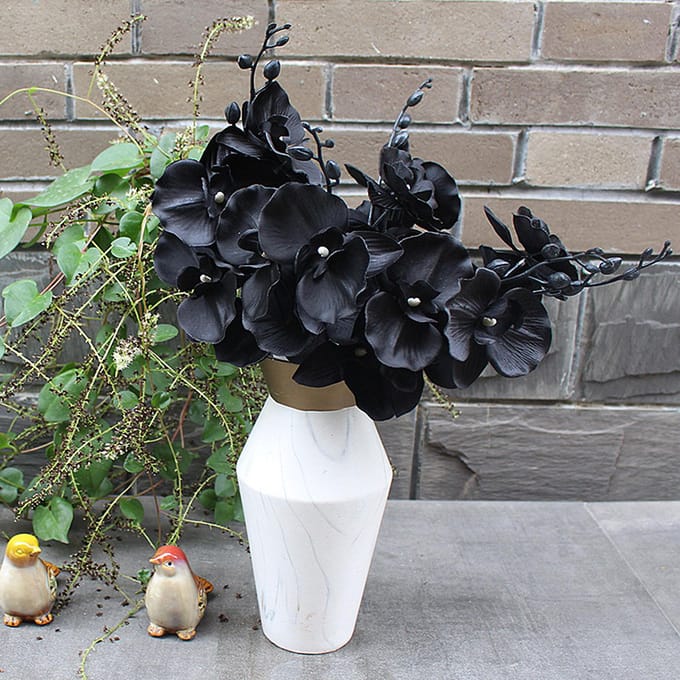 Kunstmatige Phalaenopsis Kunstplant voor Bruiloft Huisdecoratie black