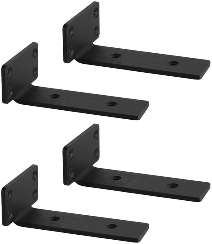 Metalen wandplankdrager - 4 stuks - Zwart - 15 cm