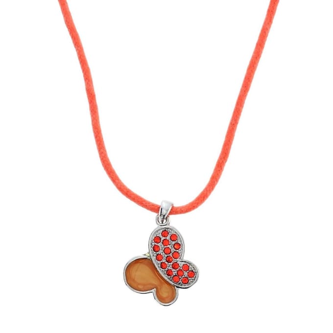 Behave - Oranje Ketting met Vlinder - Speelse Mode - Lengte 40 cm