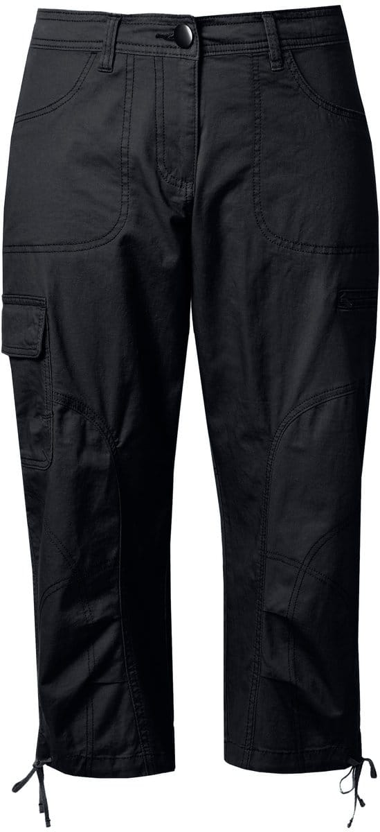 Ulla Popken - Dames - 7/8-cargohose comfortabele tailleband - Zwart - Maat 60
