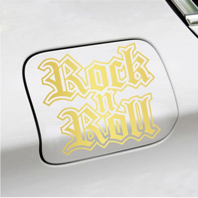 Bumpersticker - Rock N Roll - 13 X 15 - Goud