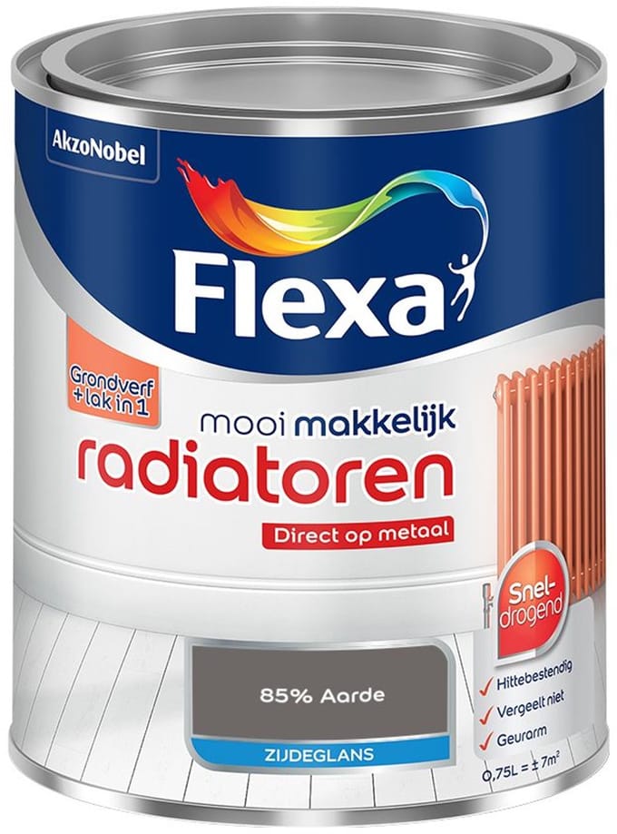 Flexa - Mooi Makkelijk Radiatoren Zijdeglans - 85% Aarde - Mengverf - 750 Ml