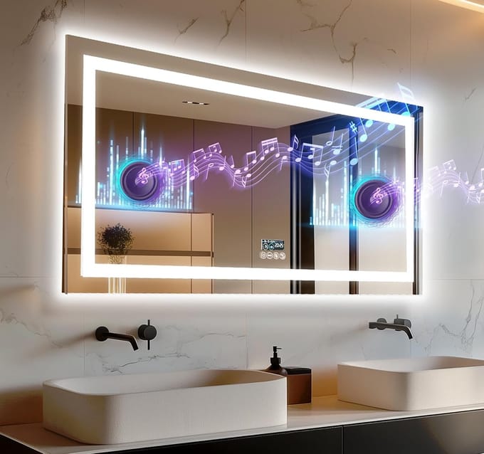 Dimbare Led-badkamerspiegel 120 x 60 cm met Bluetooth 5.2 en Klok