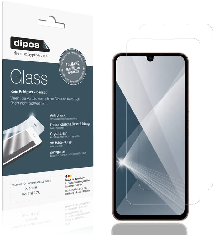 dipos – 2x Pantserfolie geschikt voor Xiaomi Redmi 17C | 9H Screenprotector