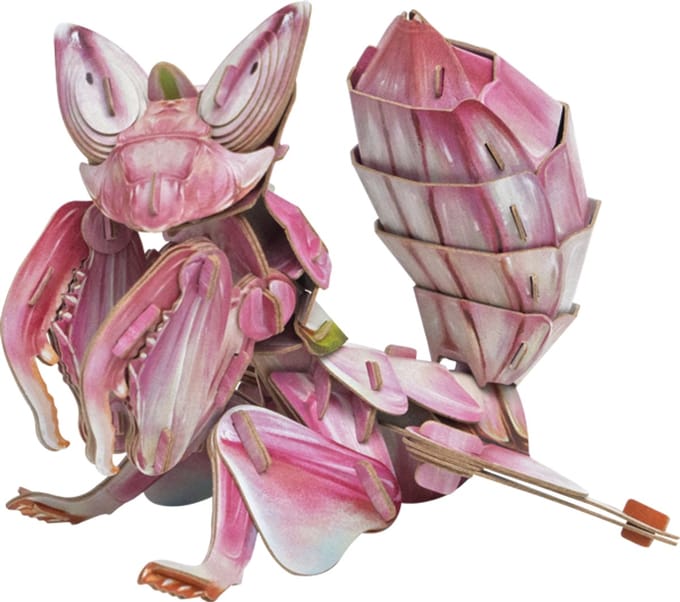 MakeBug, 3D Modelbouwpakket, Deep Jungle, Orchidee Bidsprinkhaan/ Orchid Mantis, MB-D-0052, 11X12X11cm