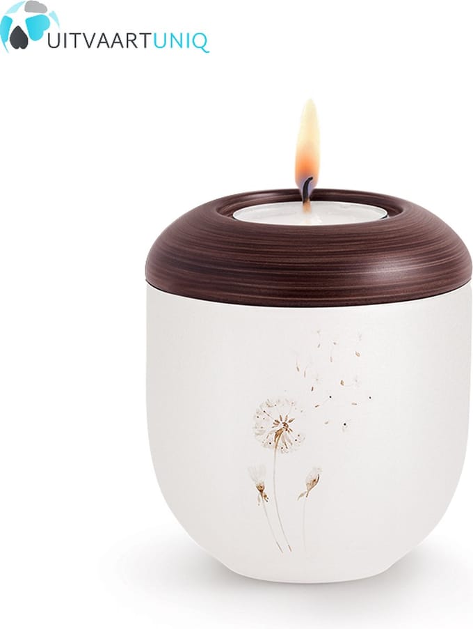Mini urn Parlemoer paardenbloem – met lichtje