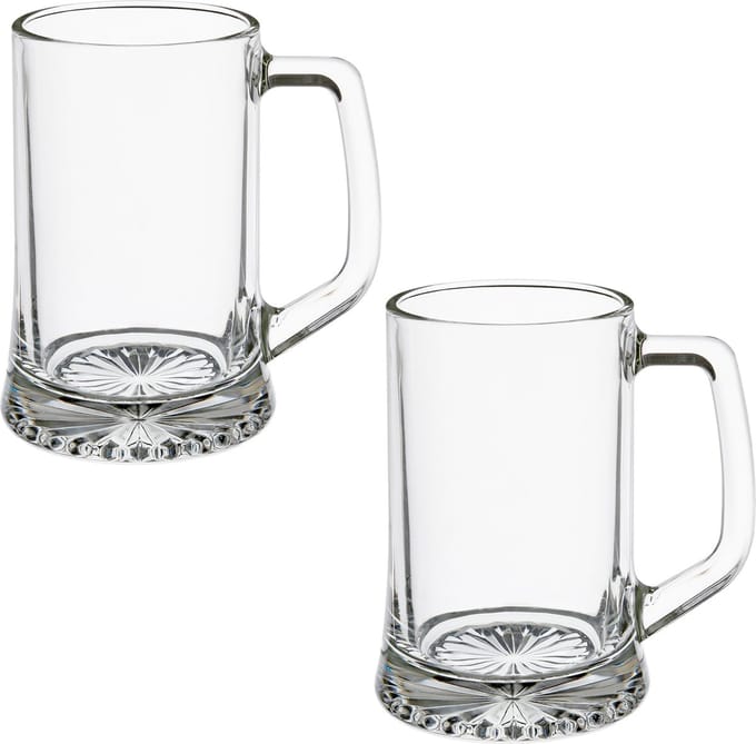 Secret de Gourmet Bierglazen - 8x stuks - bierpullen met handvat - 320 ml - 12 cm
