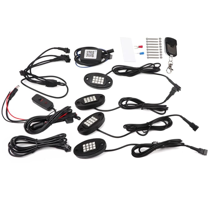 LED Rock Light Kits 4 Pods voor Truck UTV ATV met Dimschakelaar black