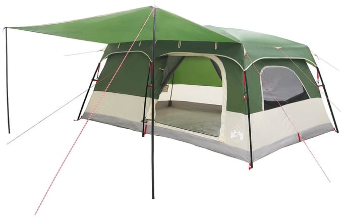 vidaXL - Familietent - 16-persoons - Groen - Polyester - en - Staal