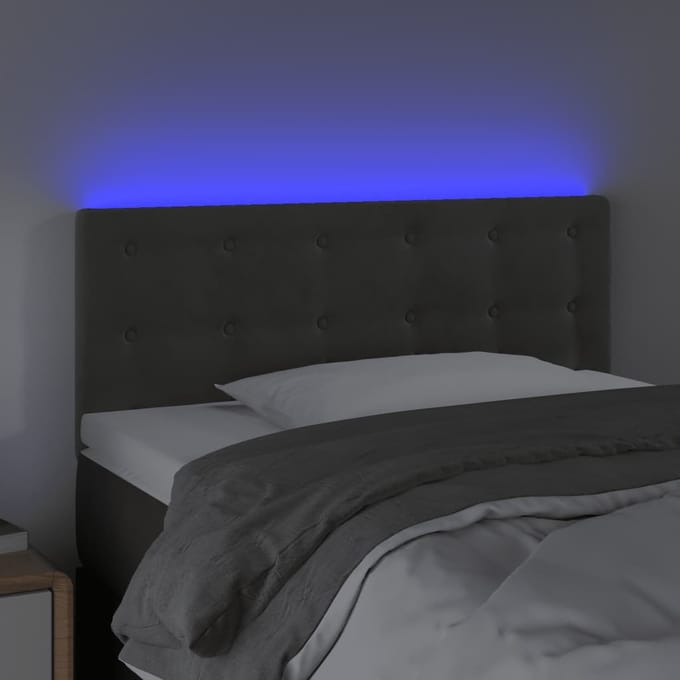 vidaXL - Hoofdbord - LED - 90x5x78/88 - cm - fluweel - donkergrijs