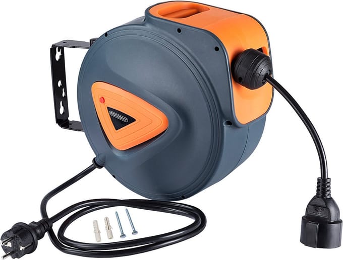 Monzana Automatische kabeltrommel 15m+1,5m aansluitkabel