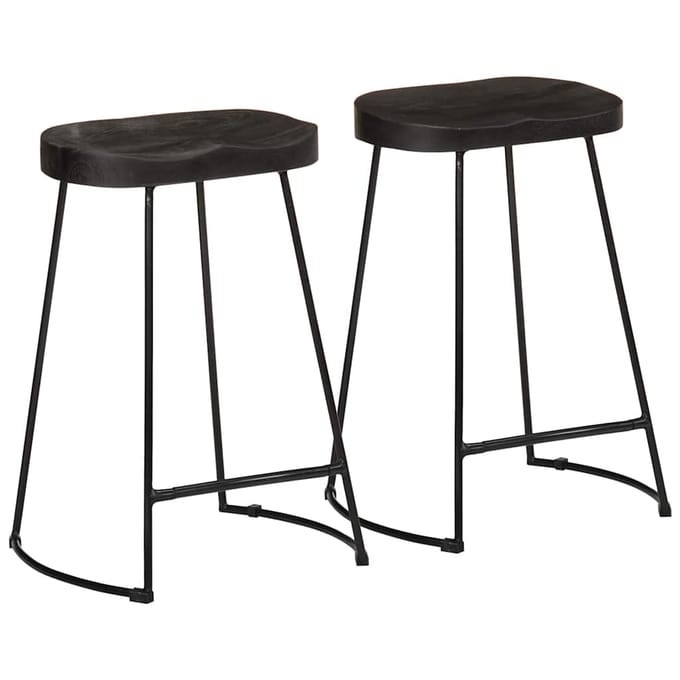 vidaXL - Barkrukken - 2 - st - zwart - 45x40x62 - cm - massief - mangohout