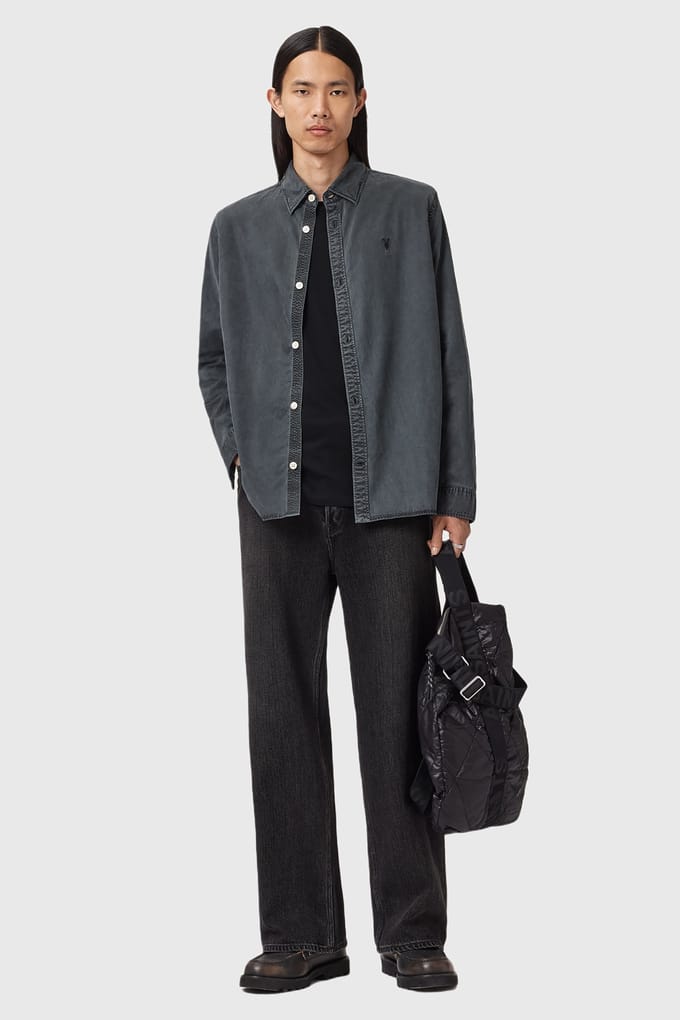 AllSaints Bodhi Ls Overshirt Blainn Black Größe: XL | Casual hemden Outlet | Herren | Schwarz