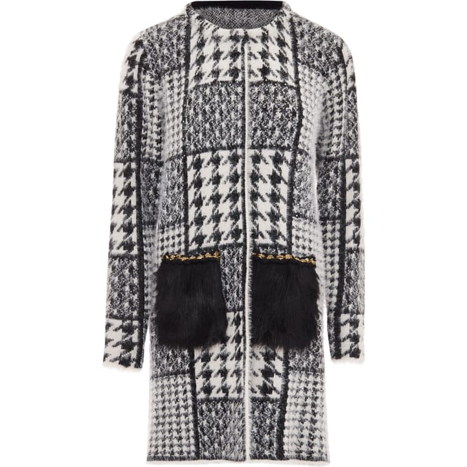 Faina Vest Dames wol wit zwart