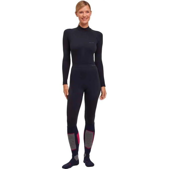 FALKE Warm Long Tights sneldrogend functioneel lang functioneel ondergoed dames zwart - maat S