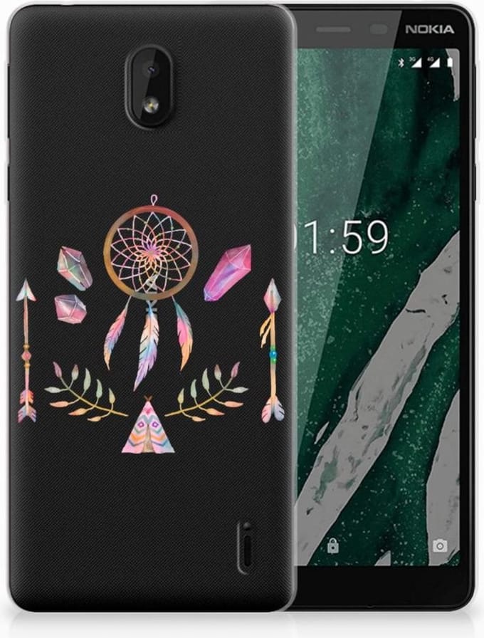 Nokia 1 Plus Telefoonhoesje met Naam Boho Dreamcatcher