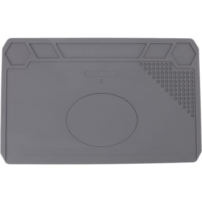 Hitte-isolerende siliconen reparatiemat met schaalliniaal 81 schroefposities antislip hitte-isolatie gray