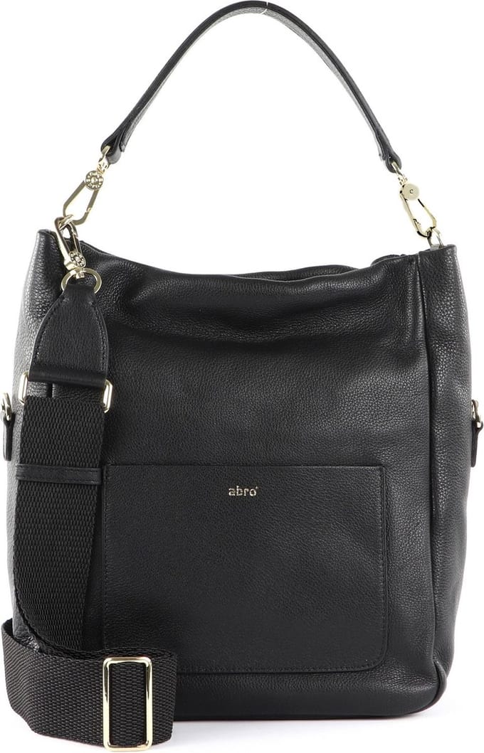 abro Leren Schoudertas Leather Dalia Hobo Bag Raquel Small Black / Gold Zwart