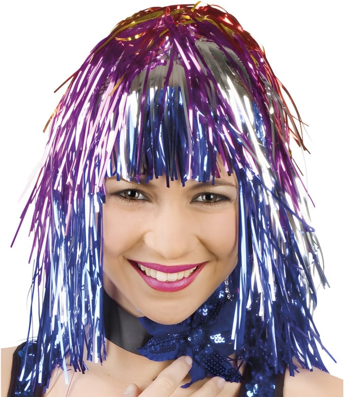 Pruik lurex multi colour