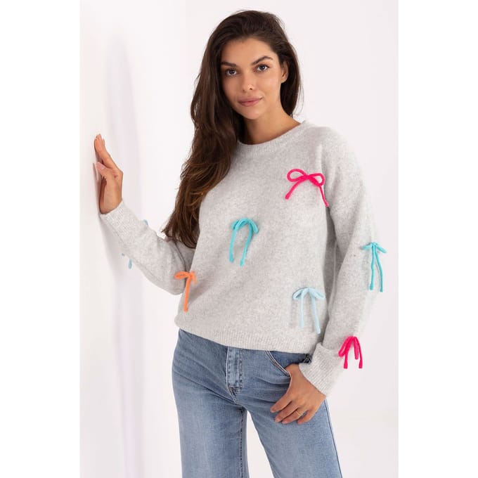 Bow Charm Knit - Lichtgrijs / One Size