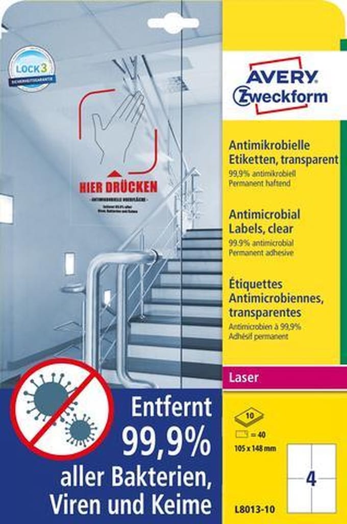 Avery Etiketten Zweckform Antibacterie 148 X 105 Mm 40 Stuks