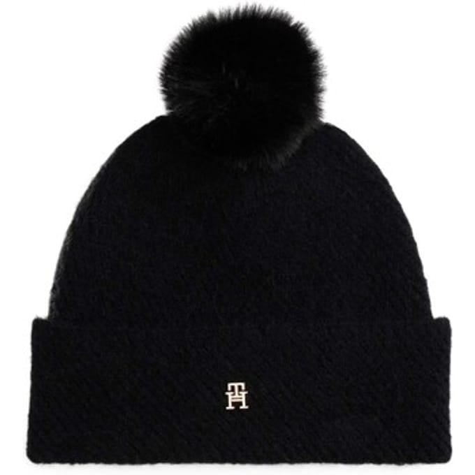 Tommy Hilfiger Th Pom Pom Beanie Black Größe: OS | Hüte Outlet | Damen | Schwarz