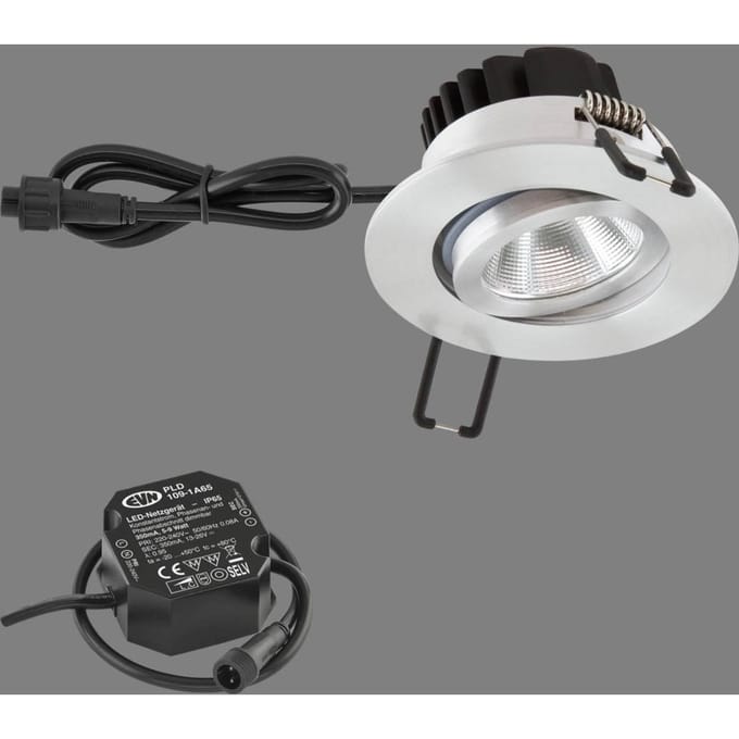 EVN PC65 buiten-inbouwlamp rond, 3000K aluminium