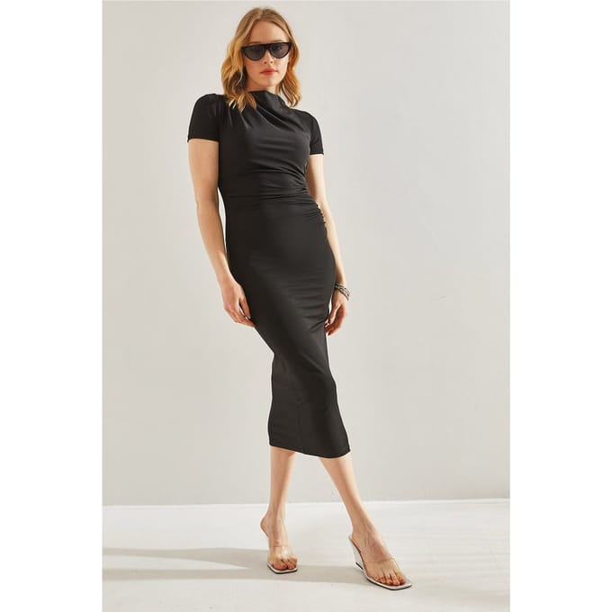 Aansluitend Midi-jurk met Rimpeldetails