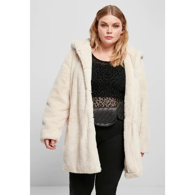 Damesjack met capuchon Urban Classics teddy coat (grandes tailles)