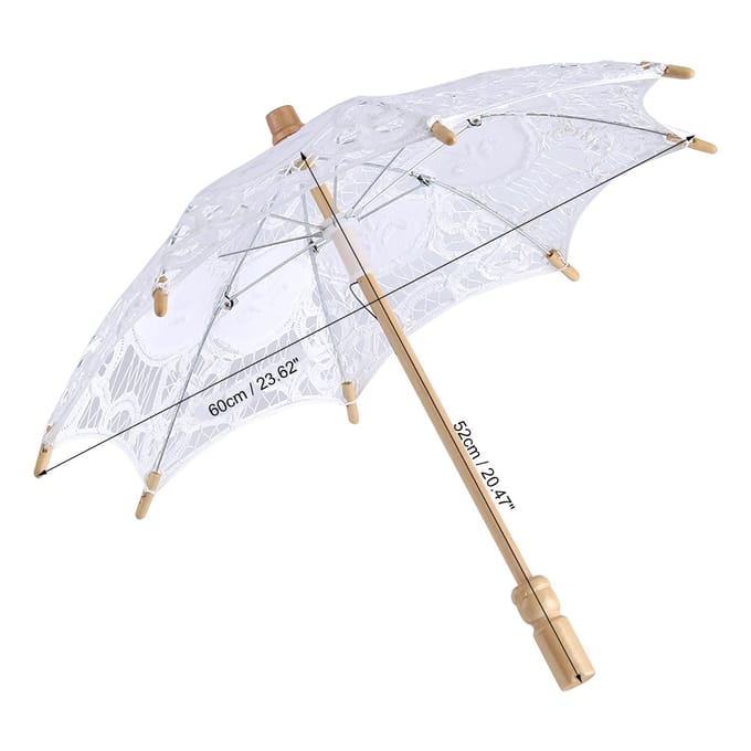 Lady Wedding Lace Umbrella Parasol Zonneschermen Feest Bruidsfoto's Decor(Wit Groot) White white
