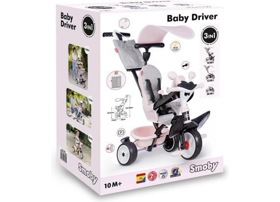 Smoby - Baby Driver - Driewieler - 3 in 1 evoluerende driewielen - Vanaf 10m.
