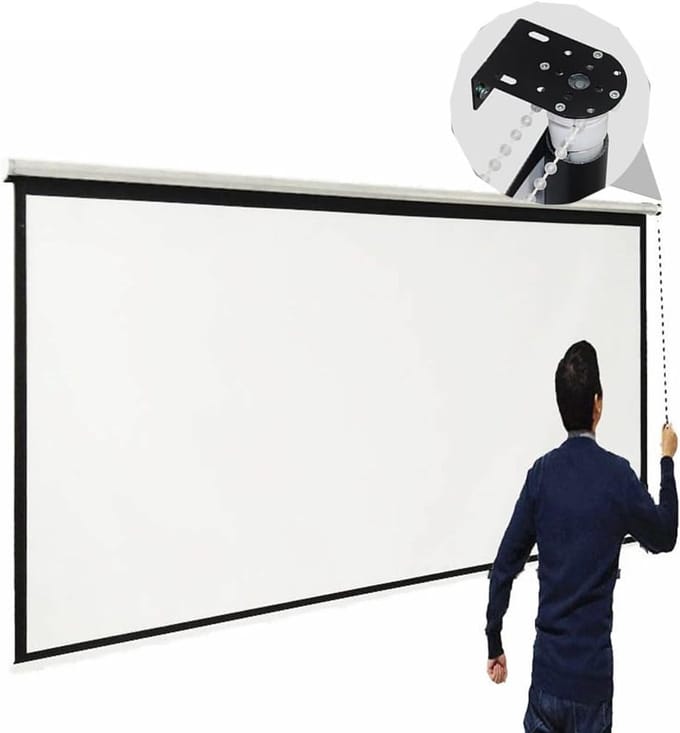 Draagbaar Projectiescherm - Projector Scherm - Thuisbioscoop Presentatie - Handmatig Intrekbaar Ontwerp - 40-60 Inch 4:3 16:9 - Wit