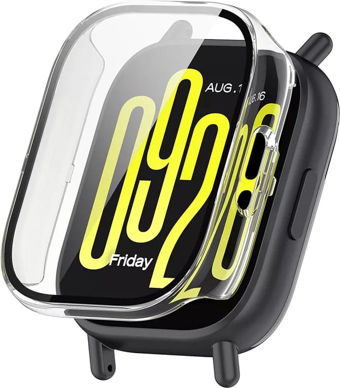 Strap-it Hard case hoesje met screen protector glas - geschikt voor Redmi Watch 5 Active (transparant)