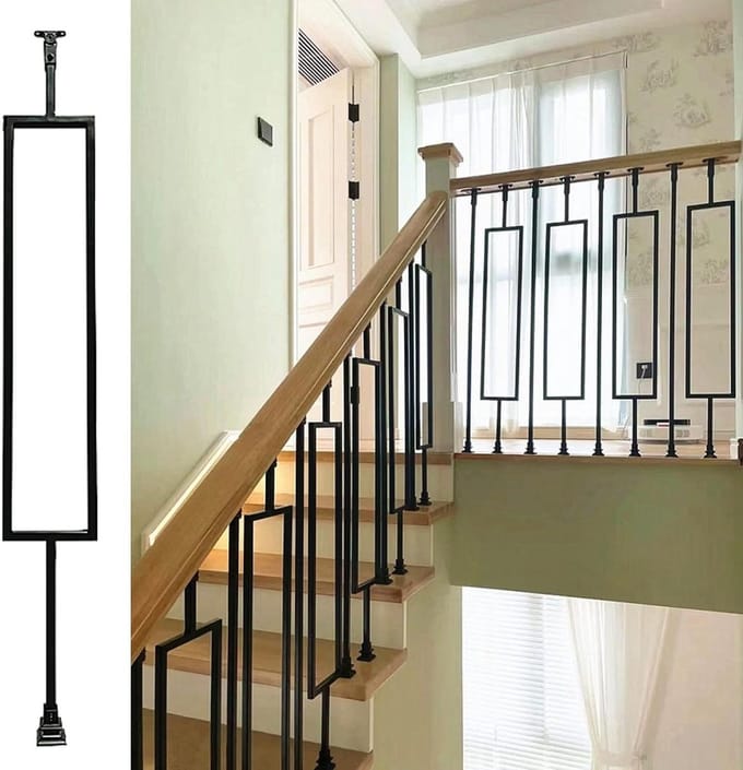 Trapleuning Set - Baluster Spindels - Veilig Traplopen - Verstelbare Hoek - 95 cm - Zwart