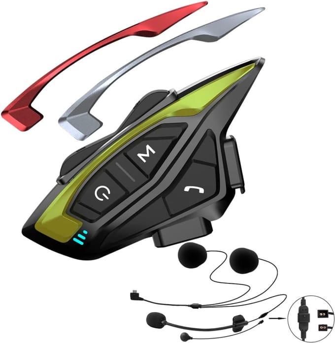 White-Label® Motorhelm Headset - Intercom - Bluetooth -Zwart met geelgroen