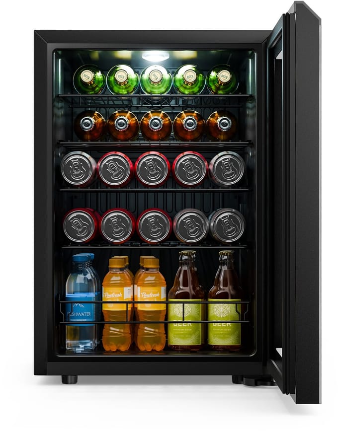 Klarstein Bevora drankenkoelkast 62 L – Drankenkoeling met glazen deur, touch bediening, ledverlichting, regelbare temperatuur 1-12 °C, 2 schappen