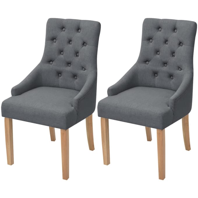 vidaXL - Eetkamerstoelen - 2 - st - stof - donkergrijs