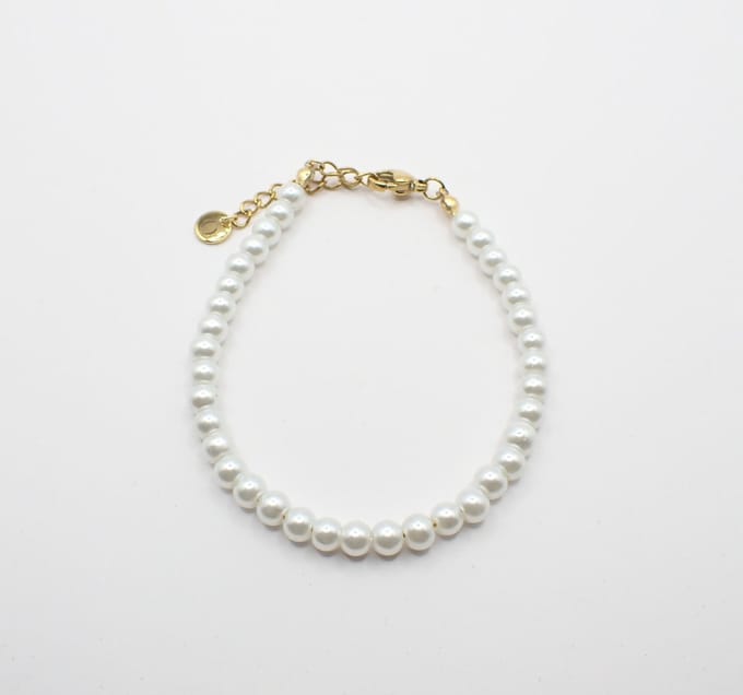 Colure® armband glasparels 4mm white goud