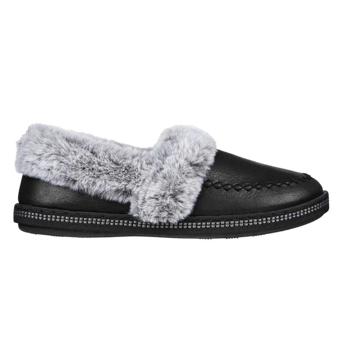 Skechers Dames Cosy CampF Leren Slippers (Zwart)