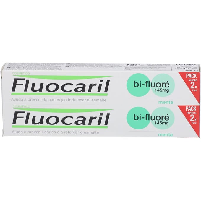 Dentifrice - Fluocaril - Bi-Fluoré 145mg - Menthe - Lot de 2 x 75ml - 5 actions