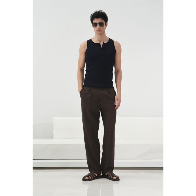 Heren Mid-Waist Rechte Gebreide Broek