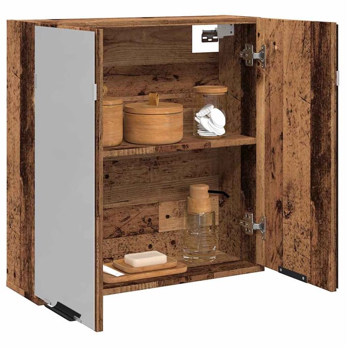 Armoire de salle de bain avec miroir Effet bois rustique 64 x 20 x 66,5 cm Panneau de particules