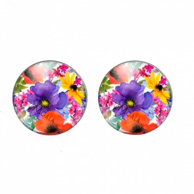 Clip Oorbellen-Nerissa-2 cm paars bloem