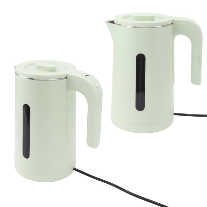 Waterkoker   2000W 2L 304 Roestvrij Staal Groen Heetwaterketel Automatische Uitschakeling Droogkookbeveiliging L black