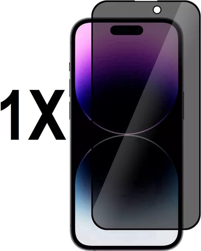 Screenz® - PRIVACY Screenprotector geschikt voor iPhone 15 Plus - Tempered glass Screen protector geschikt voor iPhone 15 Plus - Privacy Beschermglas - Privé Glasplaatje
