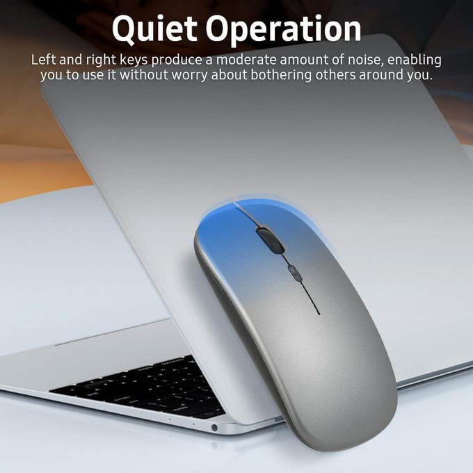 2.4G BT 5.0 draadloze slanke oplaadbare muis Minder ruis 3 instelbare DPI 7-kleuren ademend licht With Light zilver