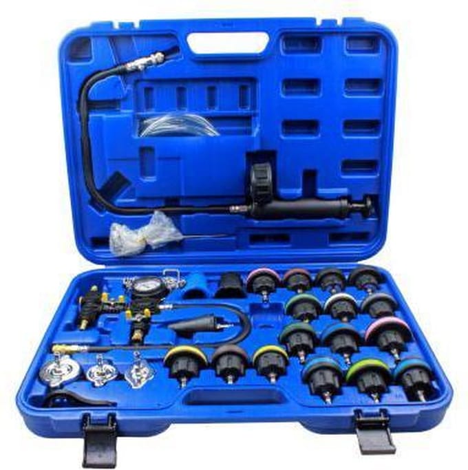 Koelsysteem lekkage tester / druktester en vulsset 26-delig