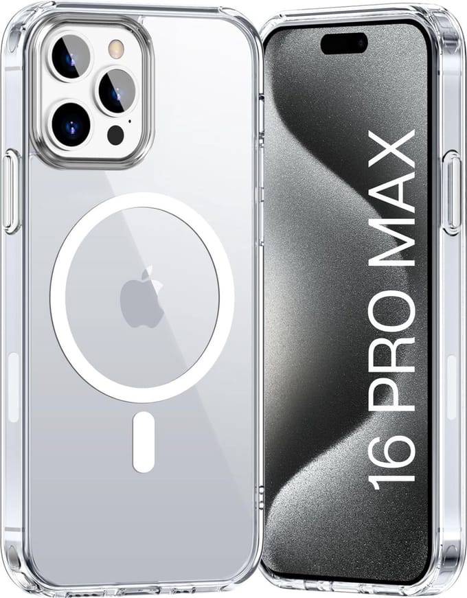iPhone 16 Pro Max Hoesje backcover Shockproof siliconen Transparant met geïntegreerde magnetische cirkel