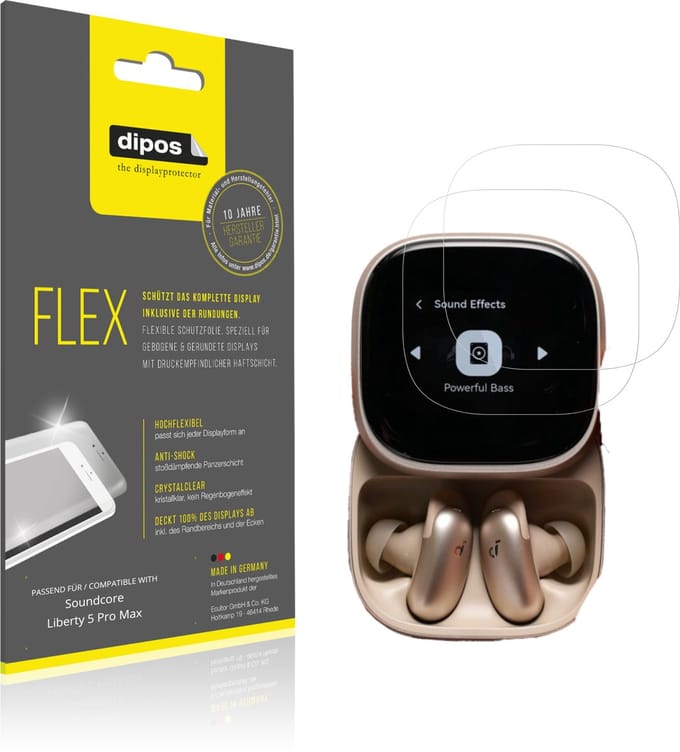 dipos – 2x Beschermfolie geschikt voor Soundcore Liberty 5 Pro Max | 3D Full Cover Screenprotector | 100% Passend