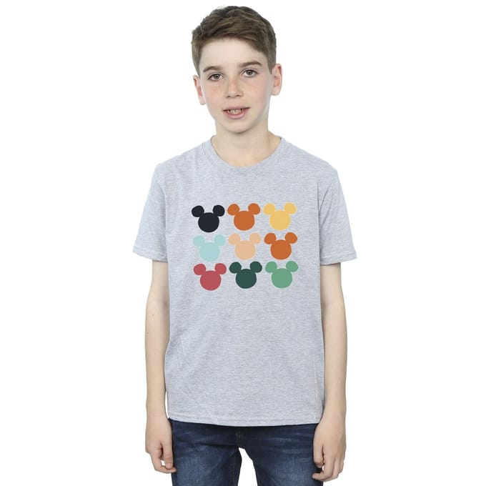 Disney Jongens Mickey Mouse Hoofden Vierkant T-shirt (Sportgrijs)